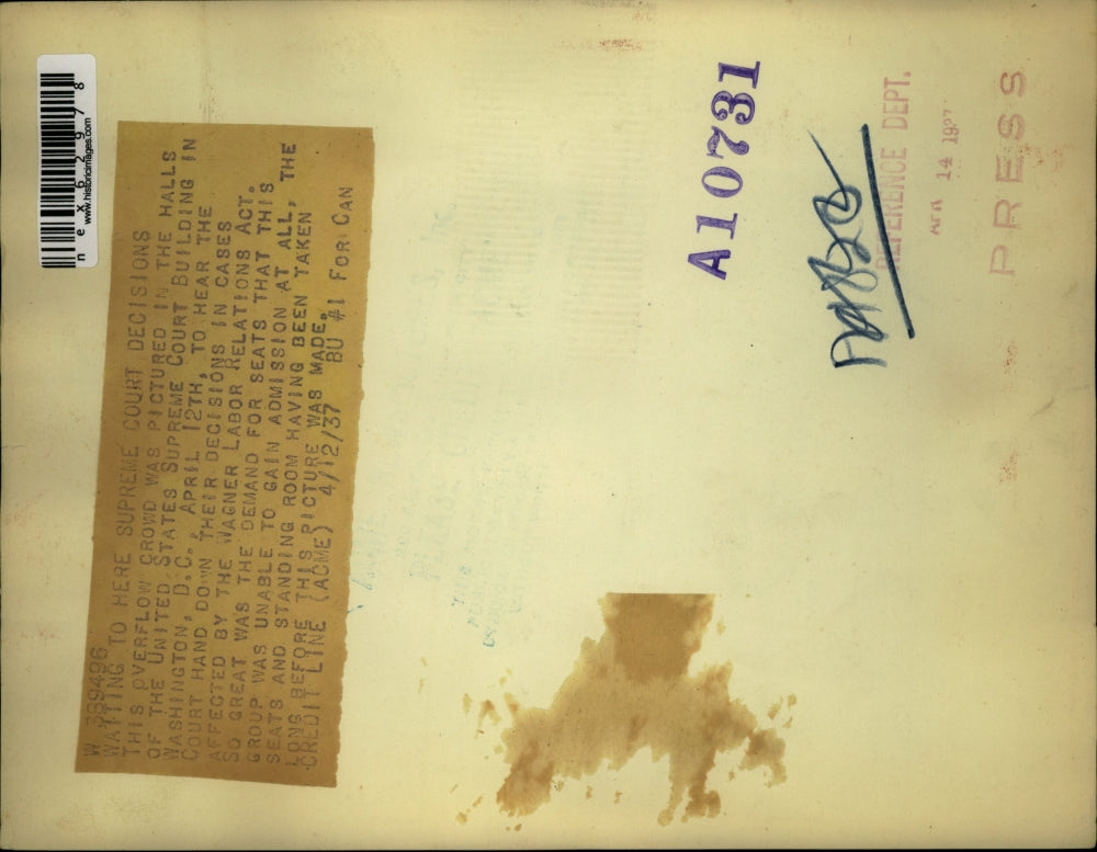 1937 Press Photo US Supreme Court crowds at Wagner Labor Relations case