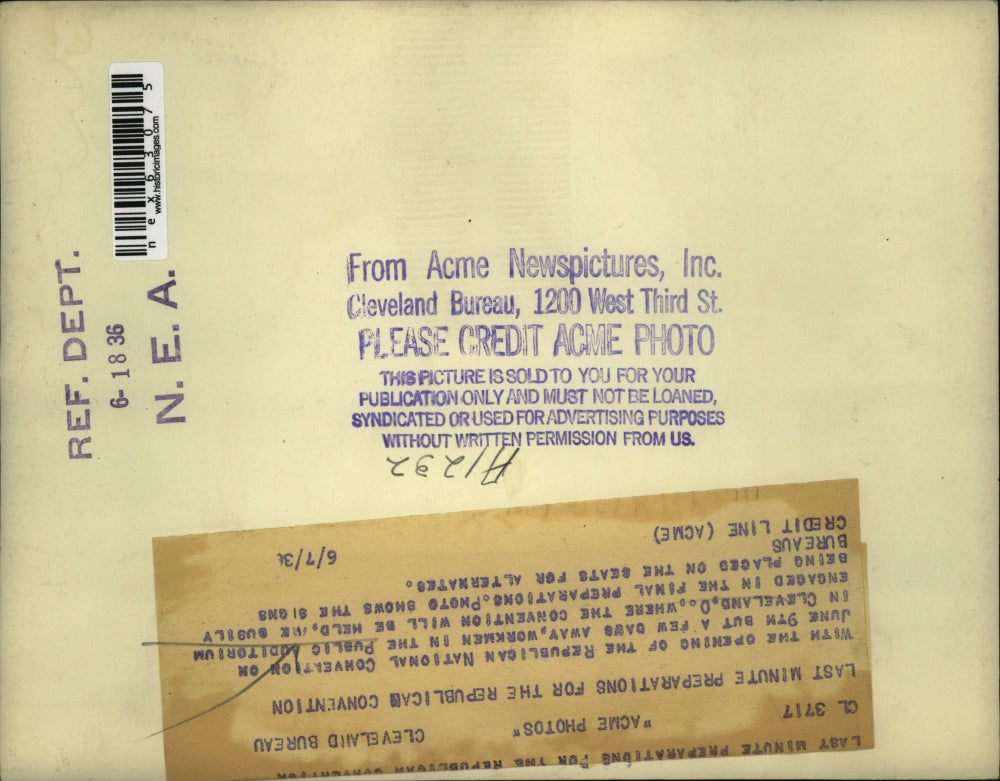 1936 Press Photo Last Minute Preparations For The Republican Convention