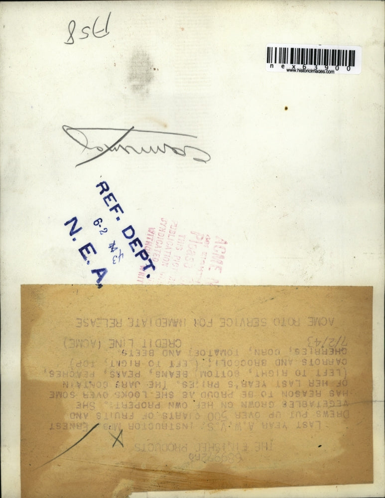 1943 Press Photo Mrs. Ernest Drews put over 500 quarts of fruits & vegetables