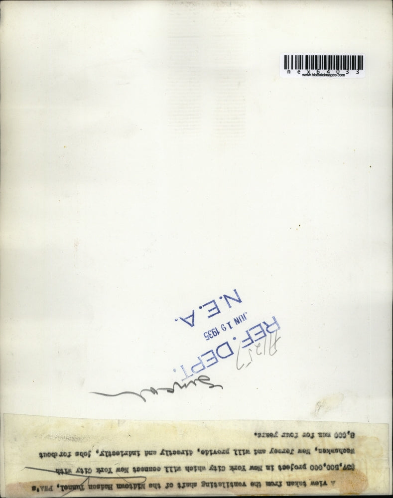 1935 Press Photo Construction of Midtown NY Hudson river tunnel