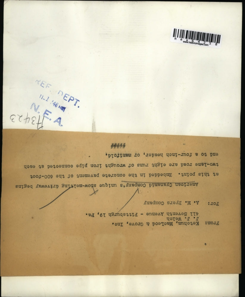 1946 Press Photo Snow-Melting Driveway Construction, American Cyanamid Company