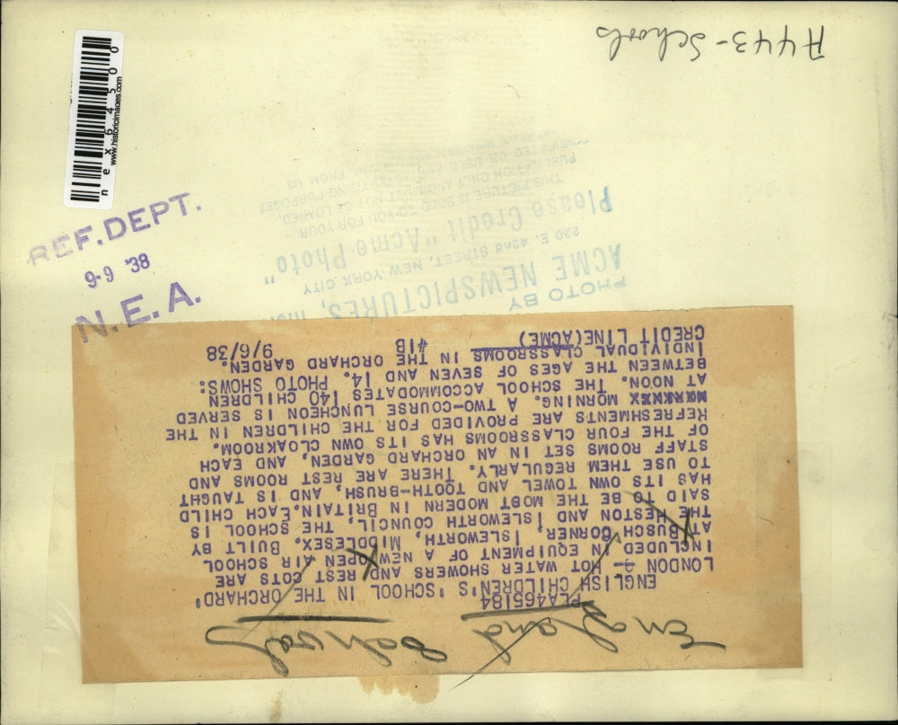 1938 Press Photo Students, Classrooms at Open-Air Orchard School, England