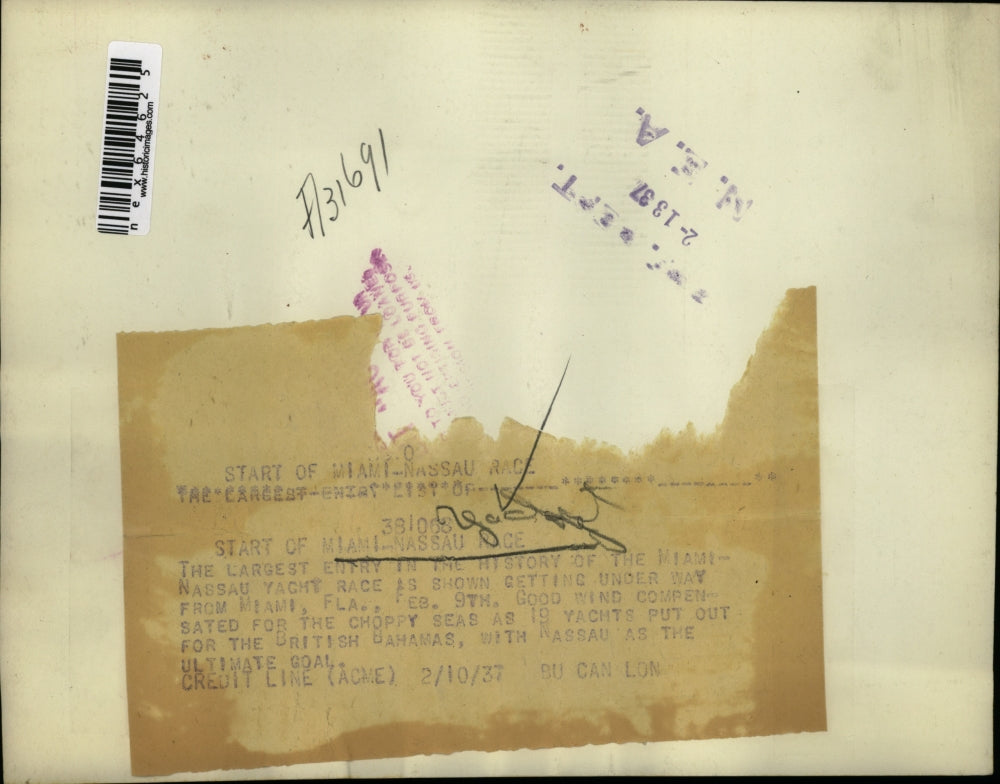 1937 Press Photo Miami-Nassau Race