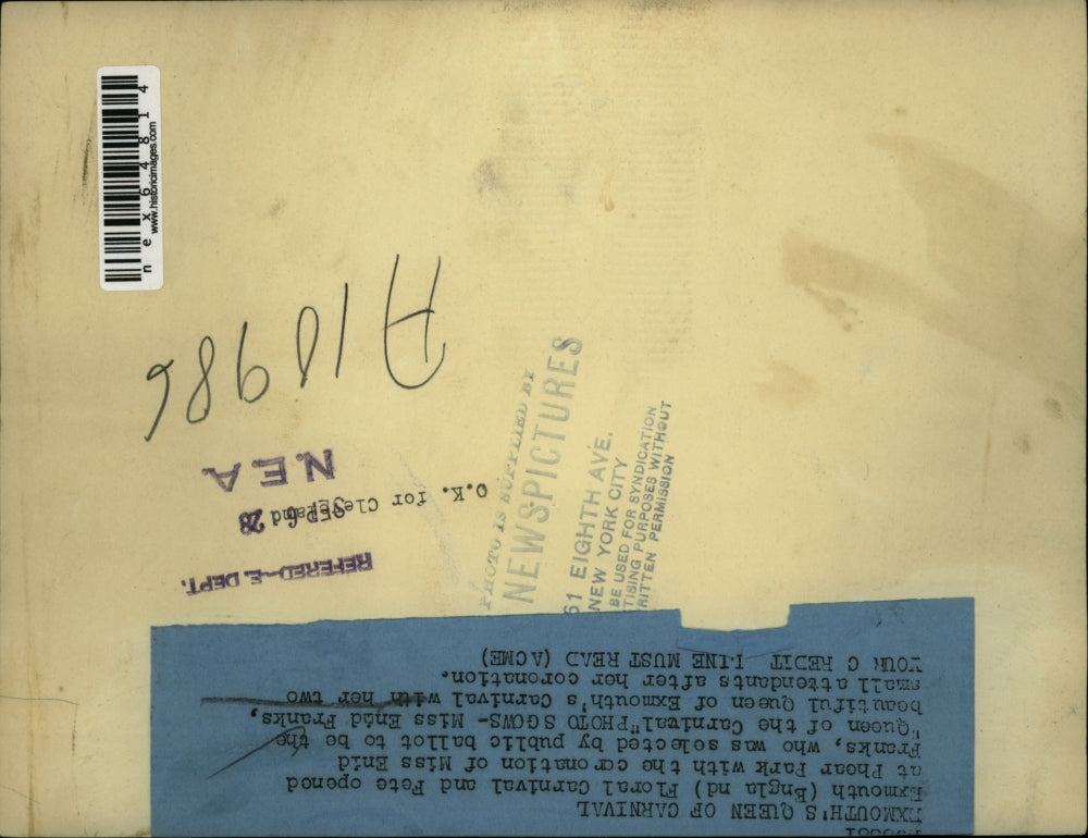 1928 Press Photo Exmouth England Floral carnival Enid Franks queen, & her court