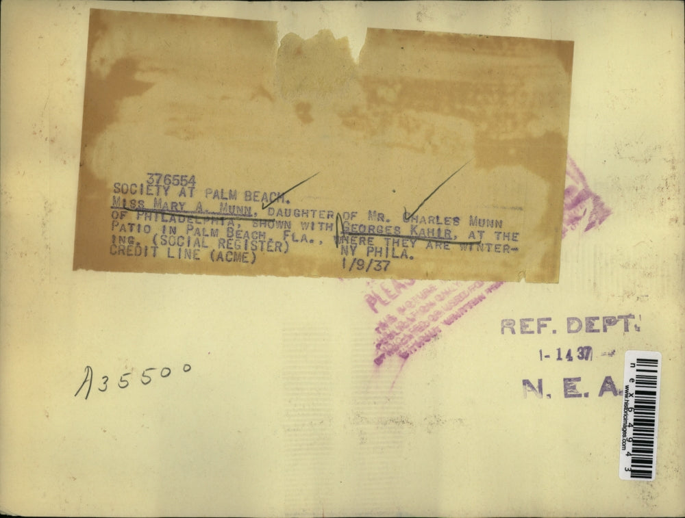 1937 Press Photo Mary A Munn of Philadelphia & Georges Kahir in Florida