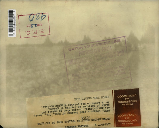 1927 Press Photo Bend Oregon Fred Heetman raises 500 sacks of potatoes on 2 acre