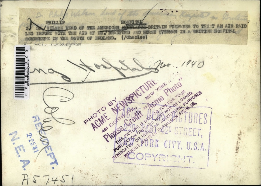 1941 Press Photo Dr. Philip Wilson,American-Britain Hospital Head & Dr. Bradford