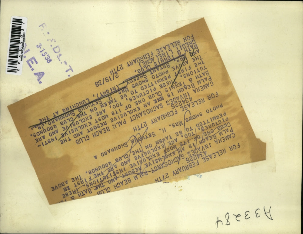 1938 Press Photo L-R Mrs.Seymour Shonnard Jr. & Bryant Sheedy,Bath & Tennis Club