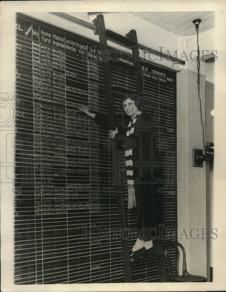 1924 Press Photo Rose Savage,Bureau of Navigation,Official Record Keeper