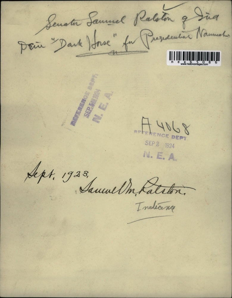 1923 Press Photo Sen. Samuel Palston - nex65086