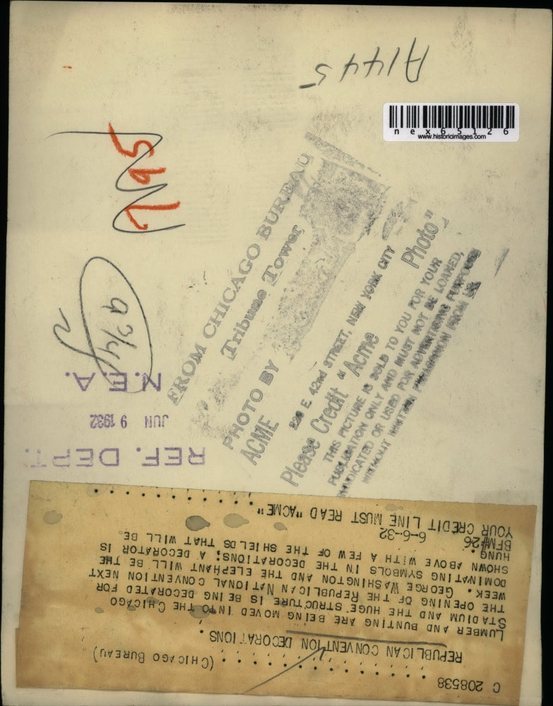 1932 Press Photo Few of the shields hung at the Republican National Convention