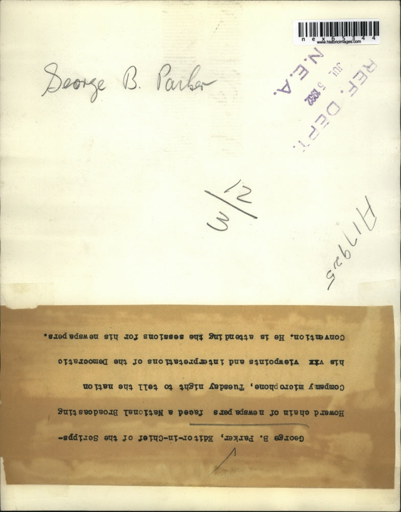 1932 Press Photo George Parker editor-in-chief Scripps-Howard newspapers