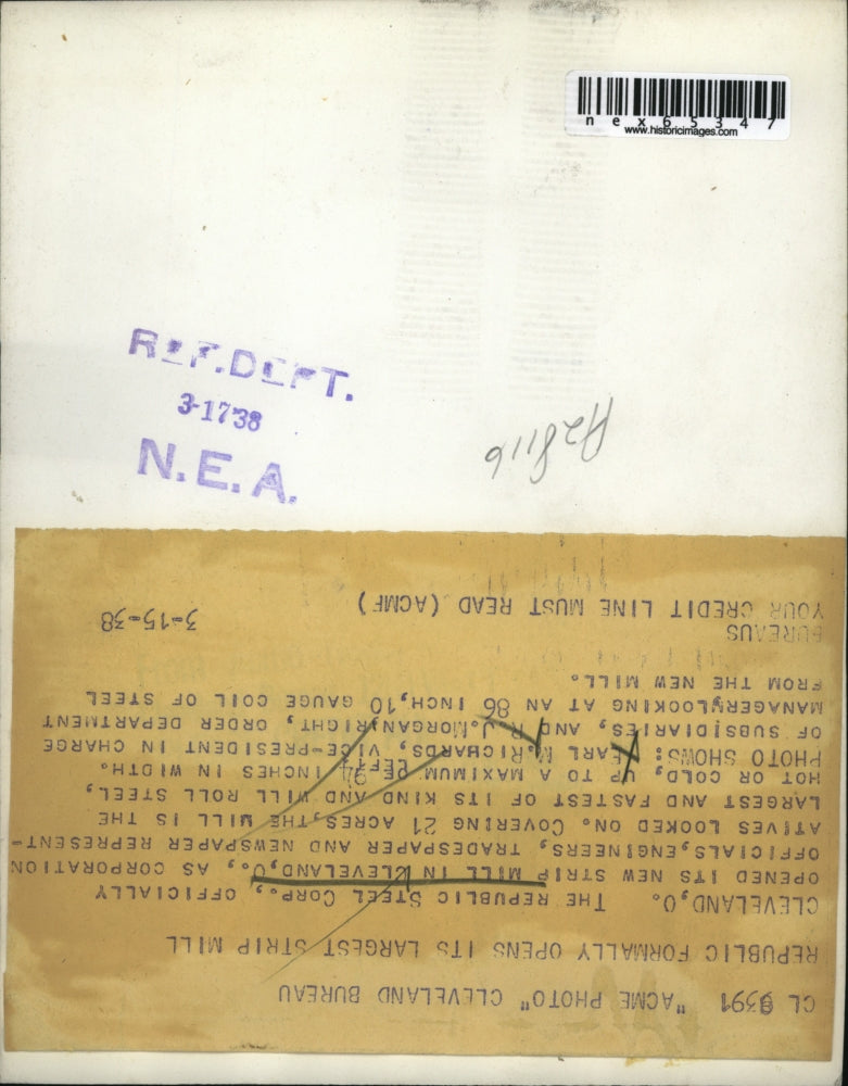 1938 Press Photo Republic Steel Corporation, Earl Richards & R. Morgan(right)