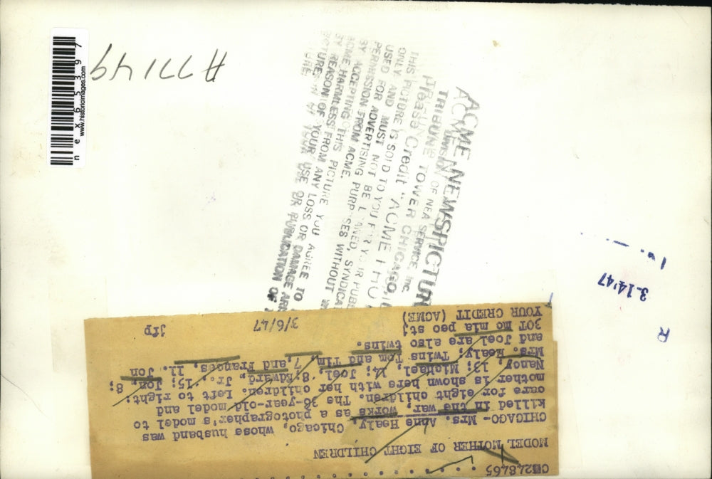 1947 Press Photo Model mother of eight children. Mrs. Anne Healy