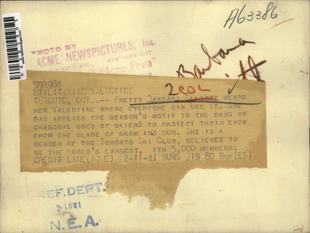 1941 Press Photo Barbara Elliott, member of Toronto Ski CLub, in Toronto,