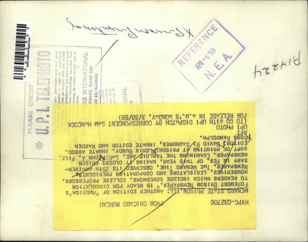 1959 Press Photo L-R John File,Lewis Bundy,David Saunders & Warden Ross Randolph