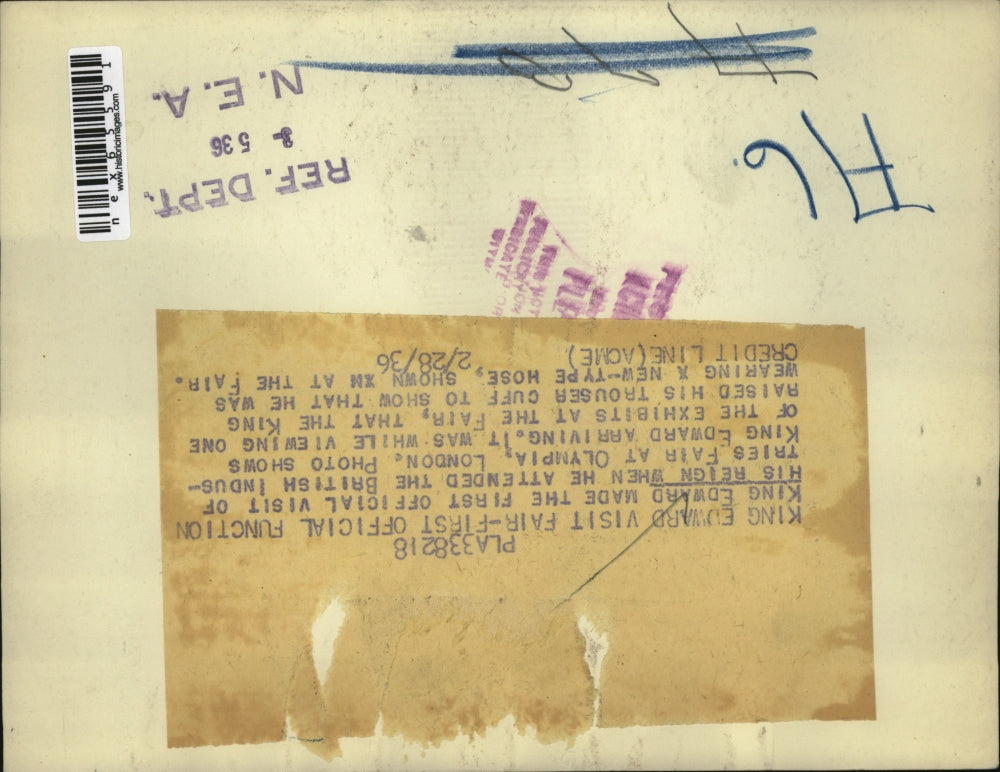 1936 Press Photo King Edward at British Industries Fair, Olympia London