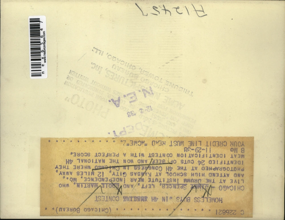 1938 Press Photo Homeless Boys Win 4-H Meat Identification Contest, Chicago