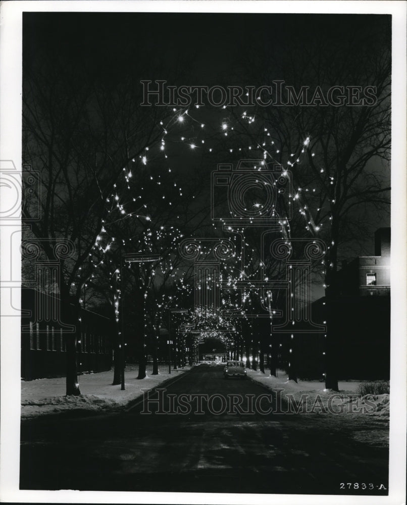 1956 Press Photo Street filled with lights