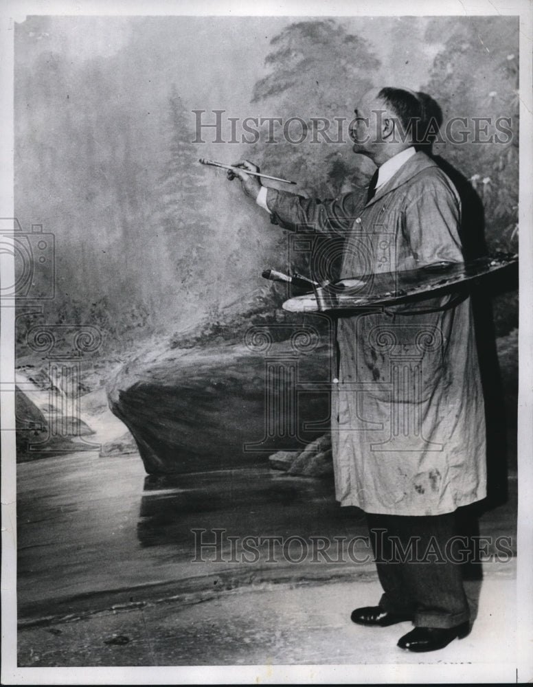 1934 Press Photo Master Painter, C.Clarke Rosenkranz, at work