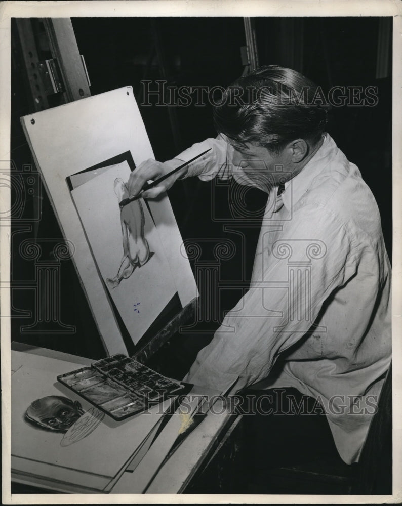 Load image into Gallery viewer, 1947 Press Photo Navy Radioman, Walter R. Sundholm study art at Northwestern
