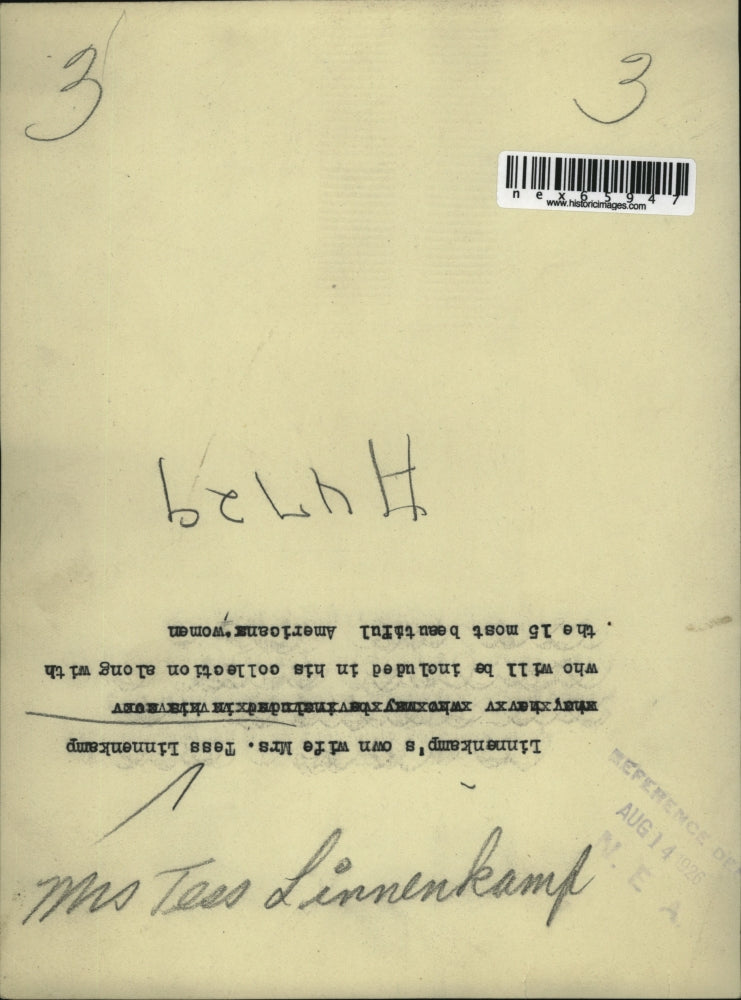 1926 Press Photo Mrs Tess Linnenlamp - nex65947