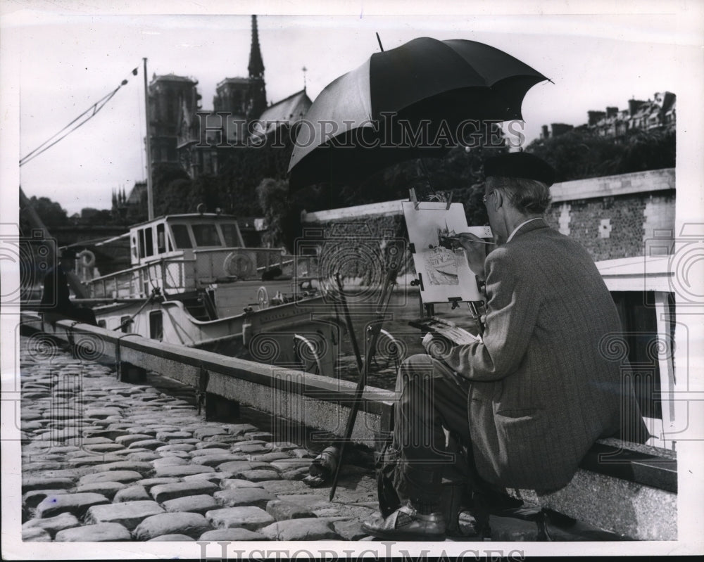 1955 Press Photo Alsatian Artist Ernest Wanner