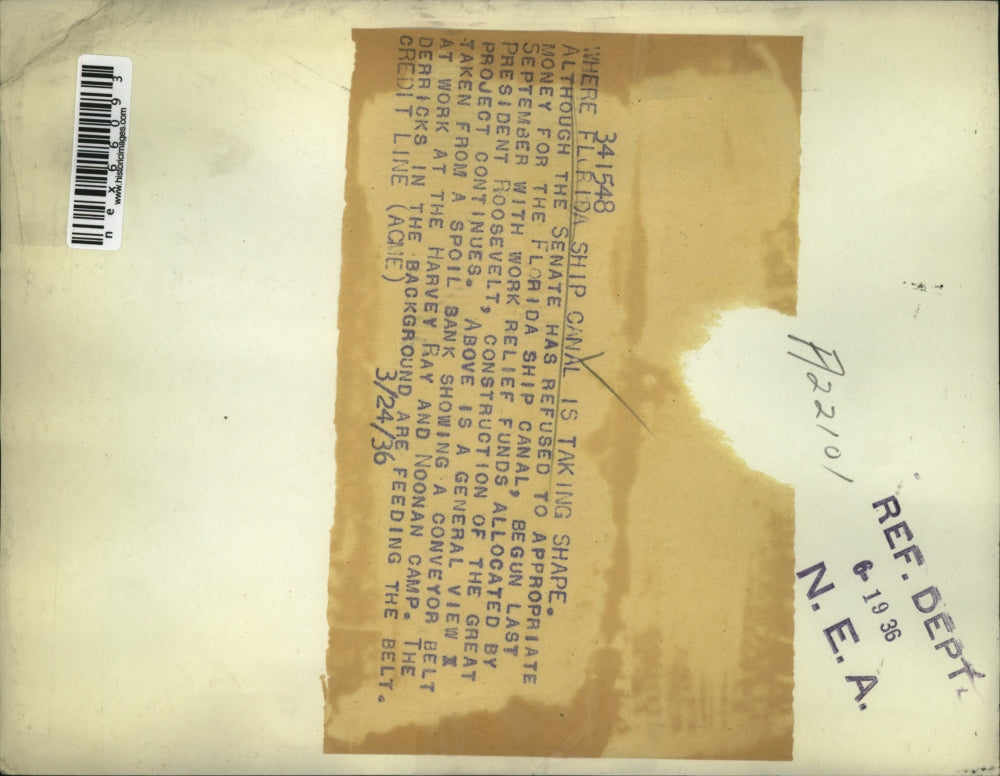 1936 Press Photo Florida Ship Canal - nex66093