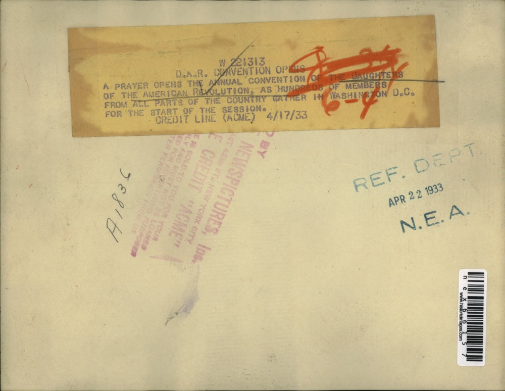 1933 Press Photo Daughters of American Revolution convention opens in Washington