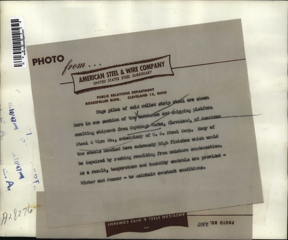 1947 Press Photo The American Steel & Wire Co. warehouse