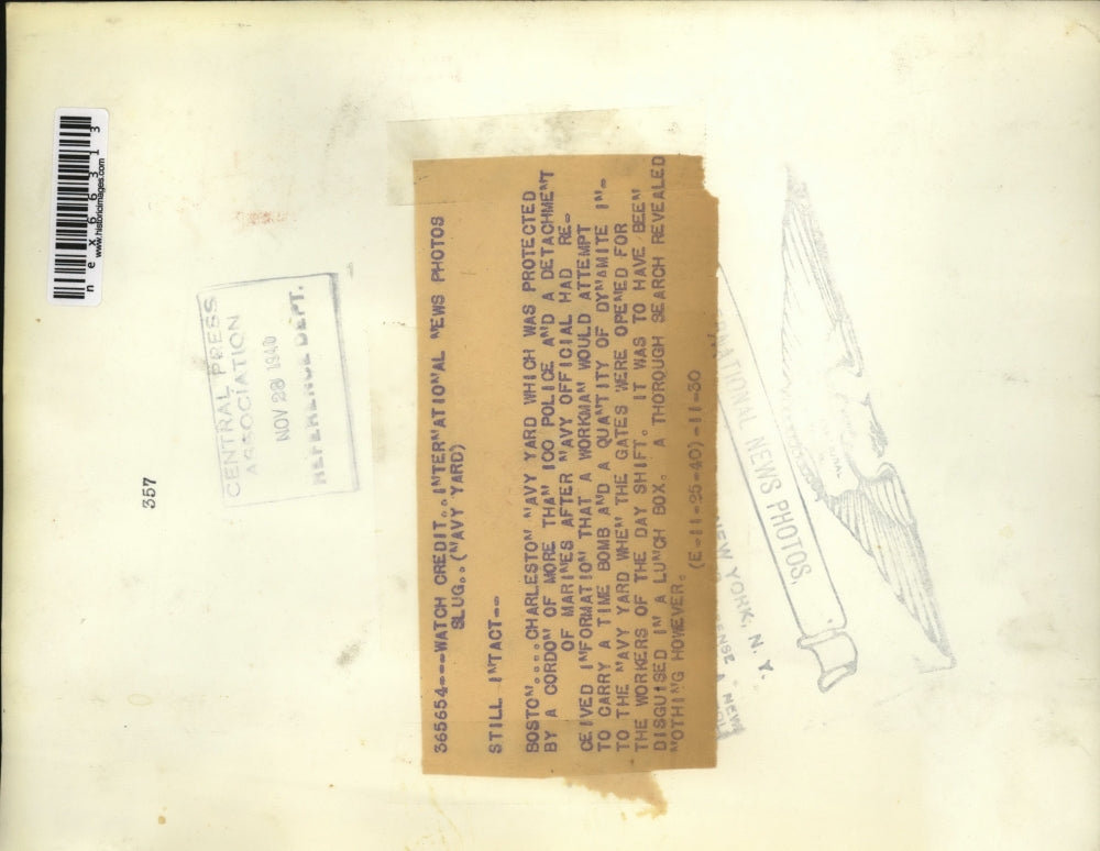 1940 Press Photo Charleston Navy Yard - nex66313