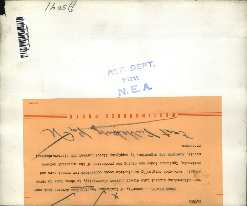 1942 Press Photo Assembly of Ignitrons at Westinghouse. - nex66345