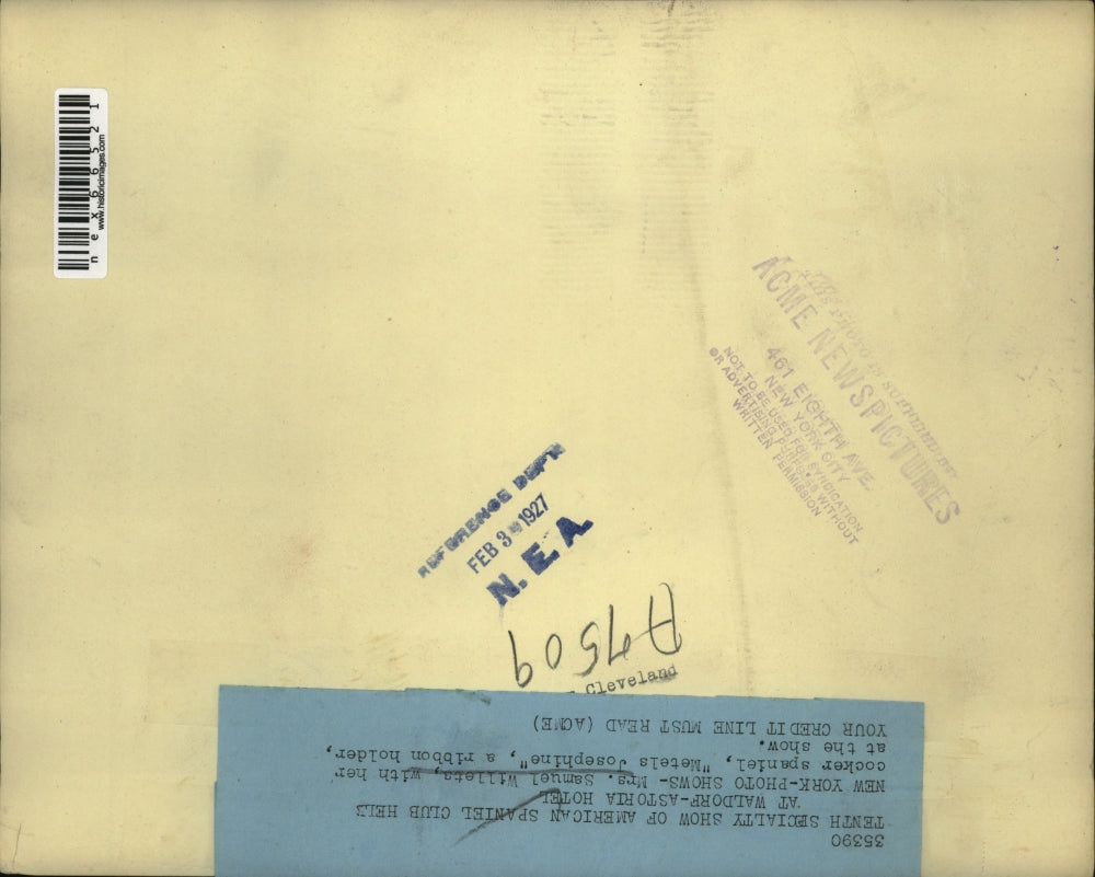 1927 Press Photo Waldorf-Astoria Hotel, Mrs Samuel Willets with Her Dog