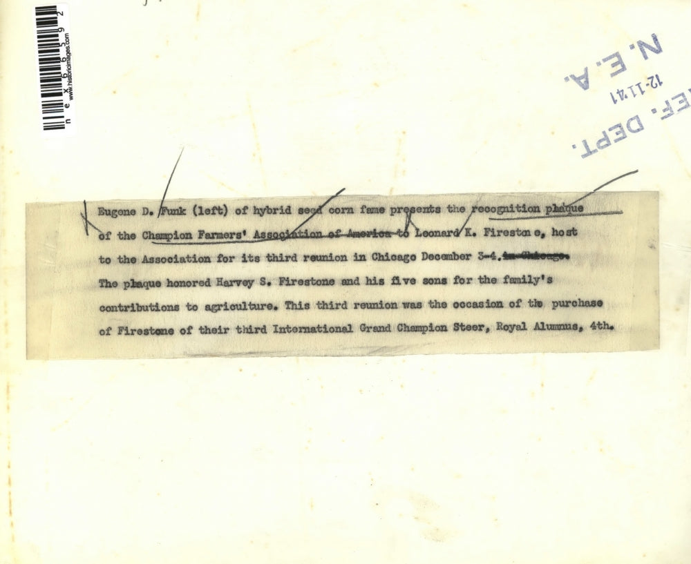 1941 Press Photo Eugene D. Funk and Leonard K. Firestone