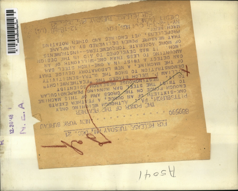 1948 Press Photo Westinghouse research scientist, William P. Welch