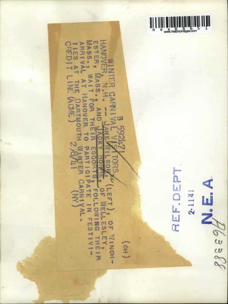 1941 Press Photo Jane Wilson & Jacky Borre at Dartmouth Winter Carnival