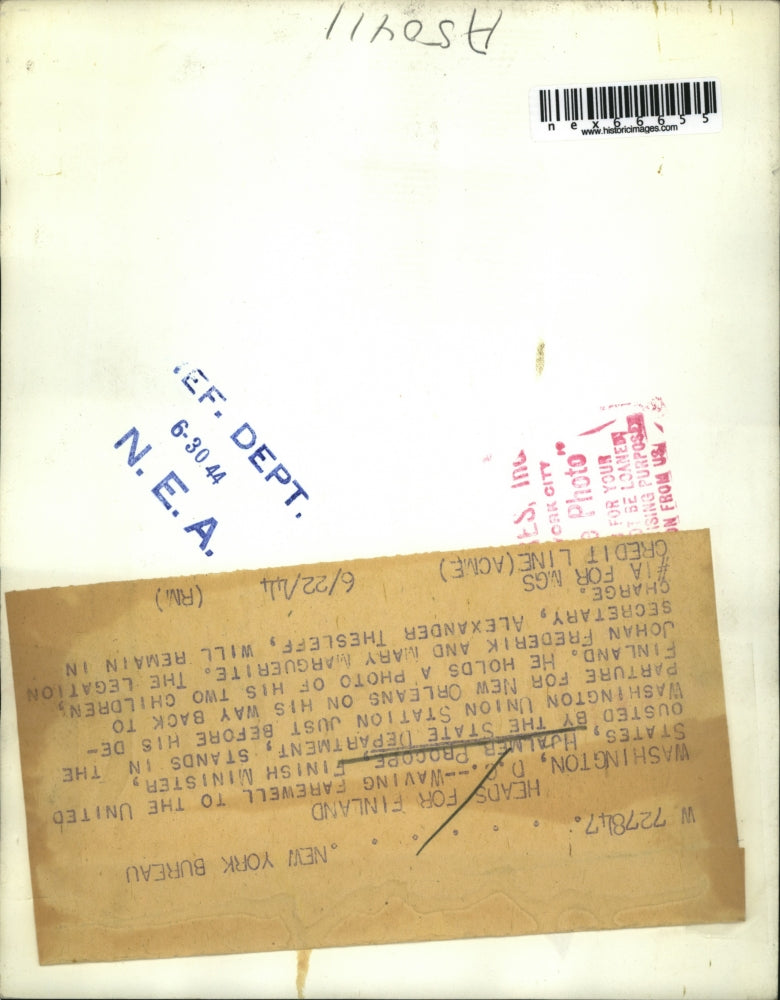 1944 Press Photo Hjalmar Procope Finnish Minister to US ousted by US