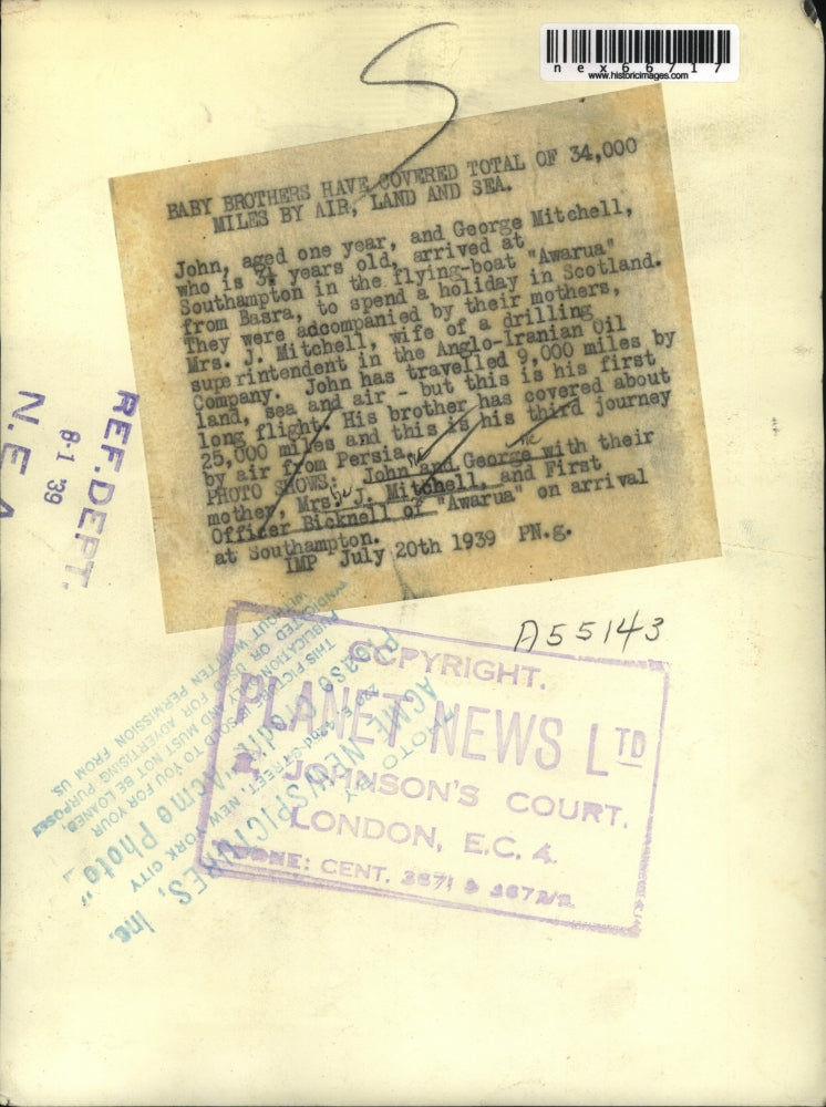 1939 Press Photo Mrs. J Mitchell And Sons John And George Who Love To Travel