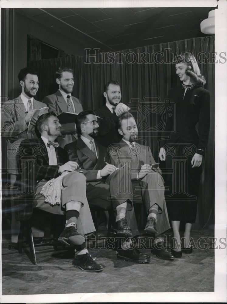 Load image into Gallery viewer, 1952 Press Photo Donna Shrauger judged by engineering students at University of
