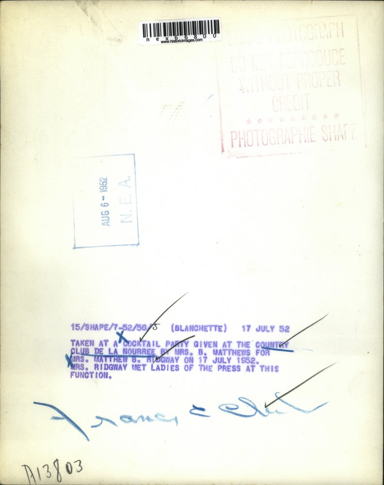 1952 Press Photo Party at the Country Club de la Nourree