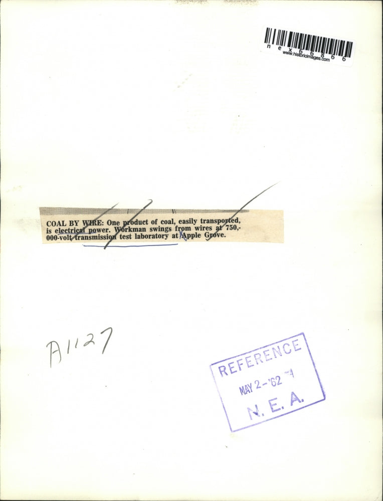 1962 Press Photo coal into electricity power at Apple Grove