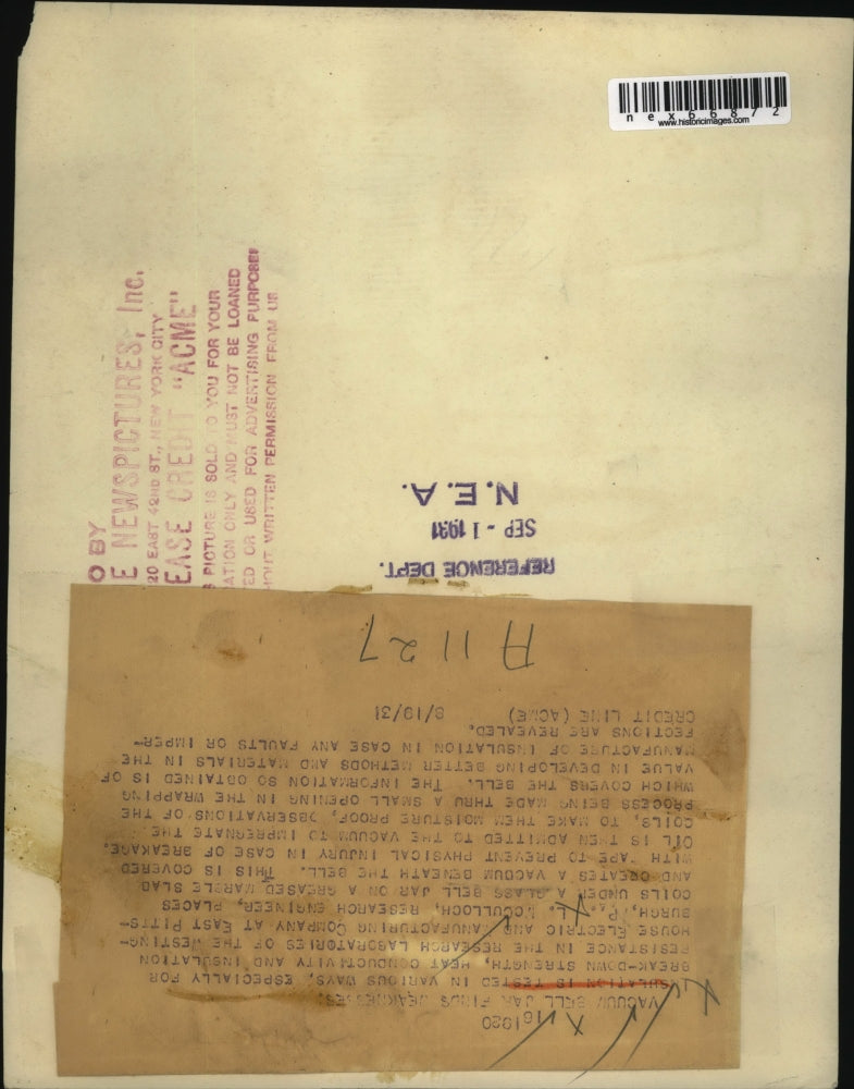 1931 Press Photo Westinghouse Electric & Mfg Co P McCulloch research labs