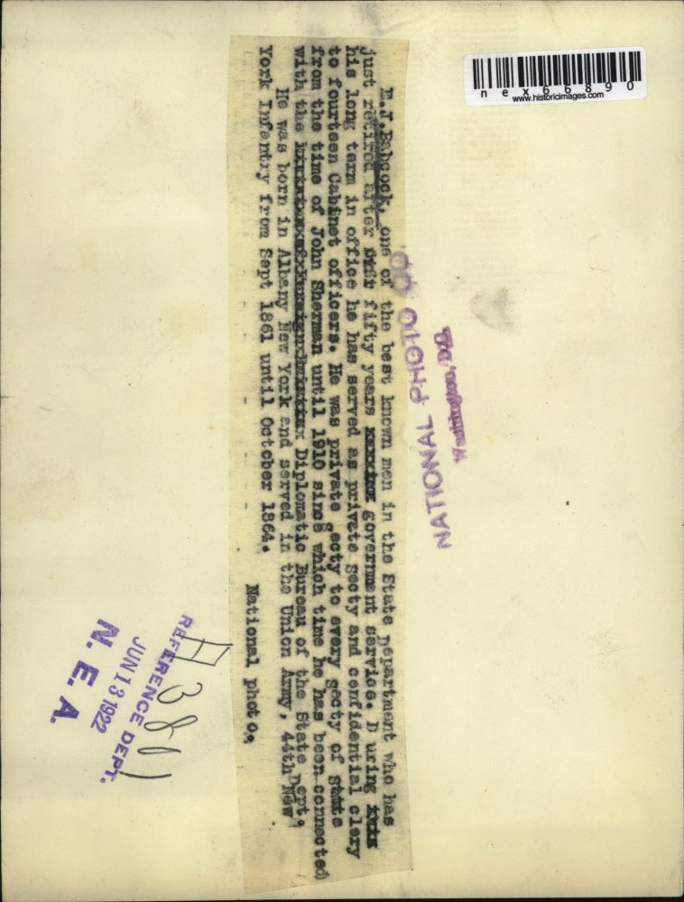 1922 Press Photo E.J. Babcock, 1 of the best known men in the State Dept