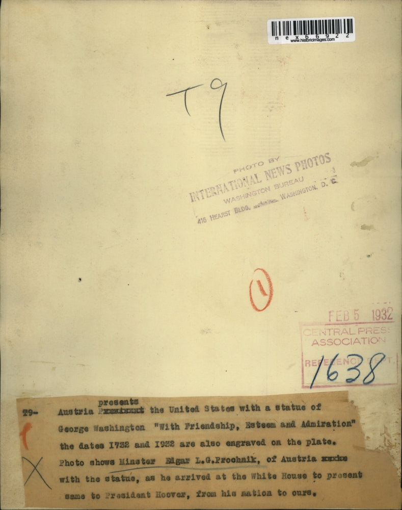 1932 Press Photo Minister Edgar L.G. Prochnik of Austira in the United States.