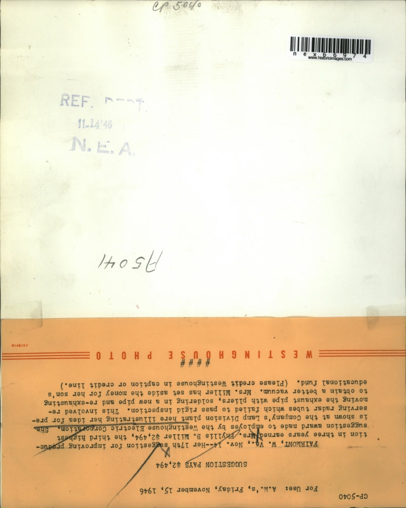 1946 Press Photo Westinghouse Electric Corporation