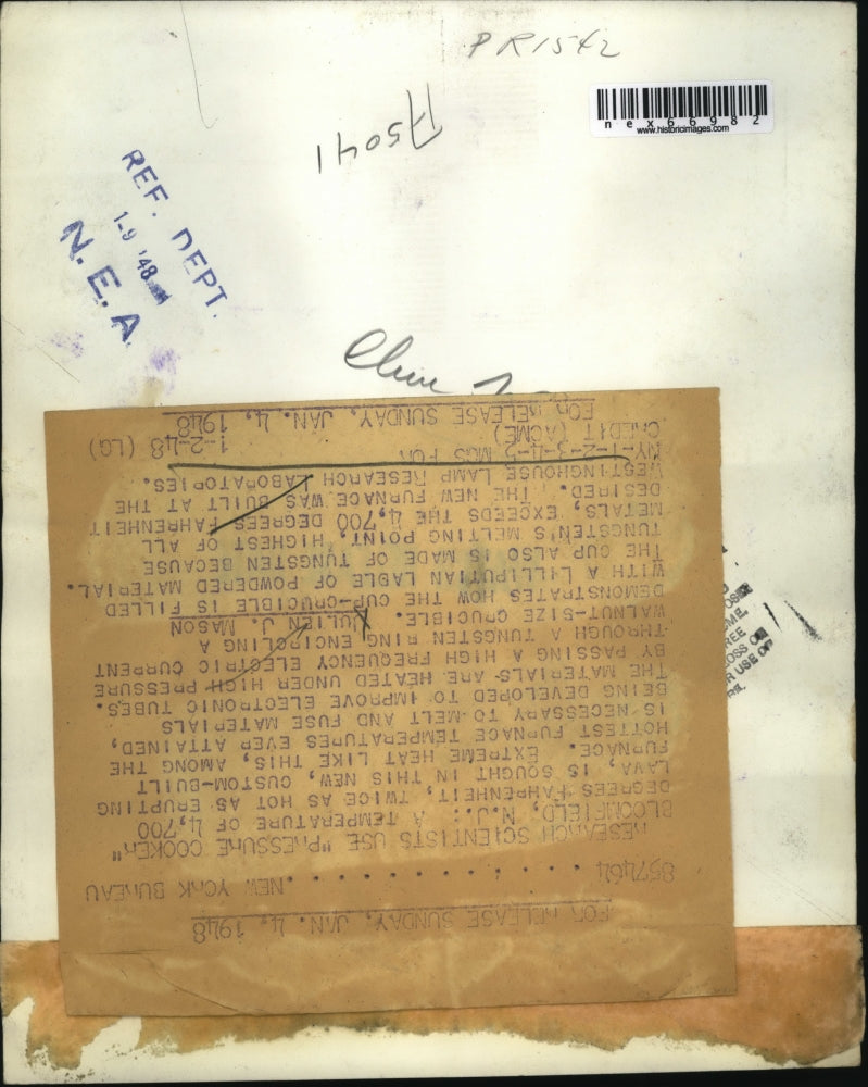 1948 Press Photo Westinghouse lab, furnace built to improve electronic tubes