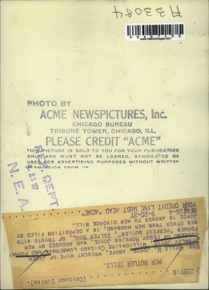 1927 Press Photo Mrs Welle Joyce wife millionaire James Chicago lumberman