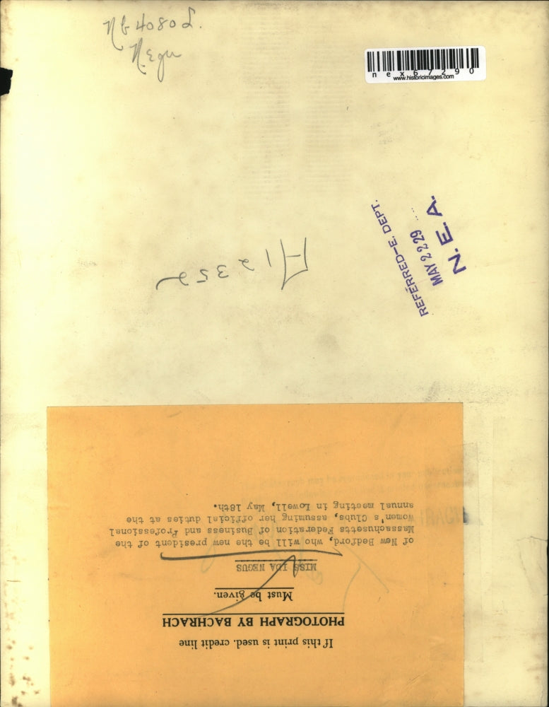 1929 Press Photo Ms.Ida Negeus, Pres. of the Massachusetts Federation of Busines