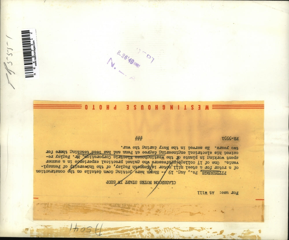 1949 Press Photo The Westinghouse Electric Corporation