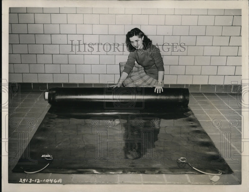 Load image into Gallery viewer, 1947 Press Photo Goodyear Tire &amp; Rubber Co. electric heating pad of color inks
